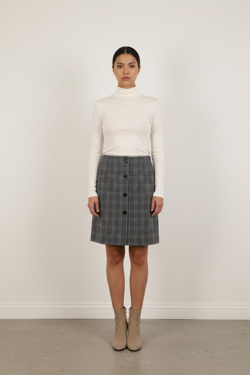 Jupe Portefeuille Grise à Carreaux - Taille M/38