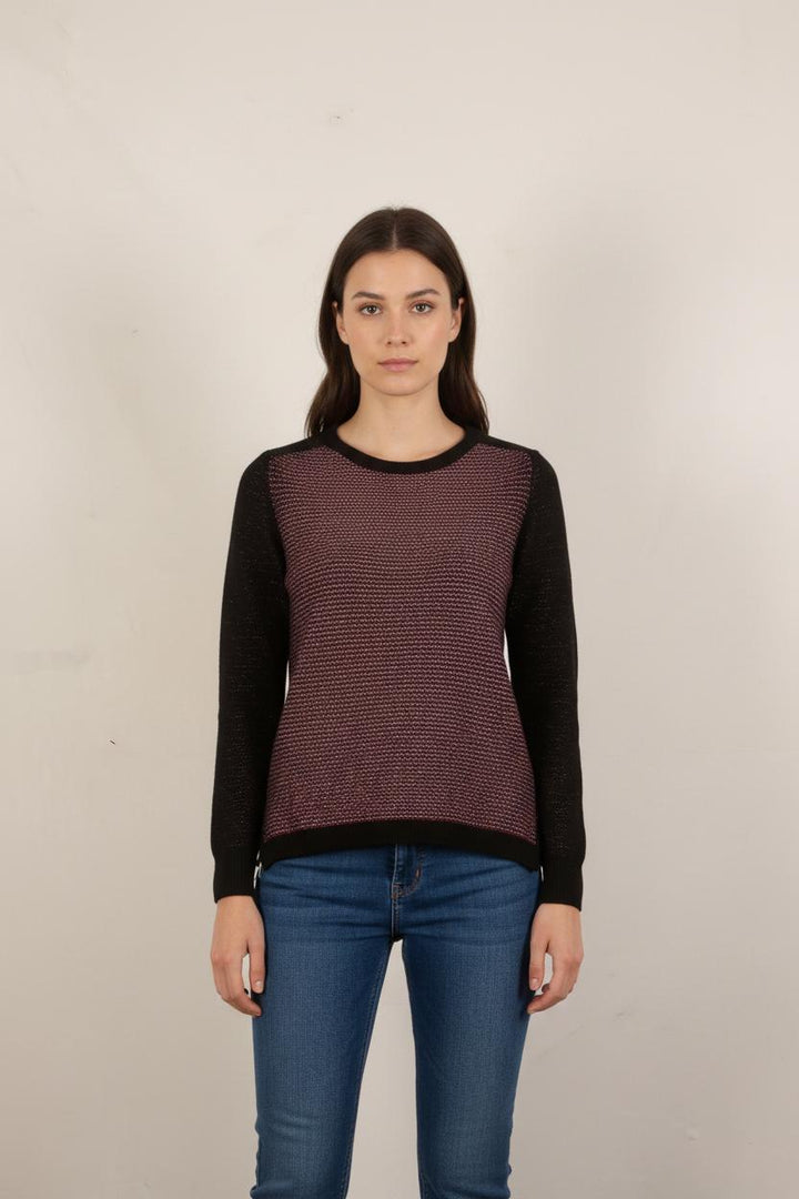 Pull Noir et Bordeaux - Taille S/36