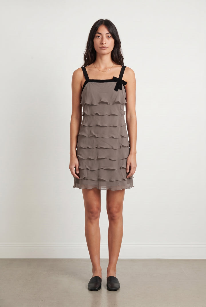 Robe Volantée Beige et Noire - Taille S/36 de la marque Maison 123 | PARAD44593 - Vendu par Paradigme - Image 1