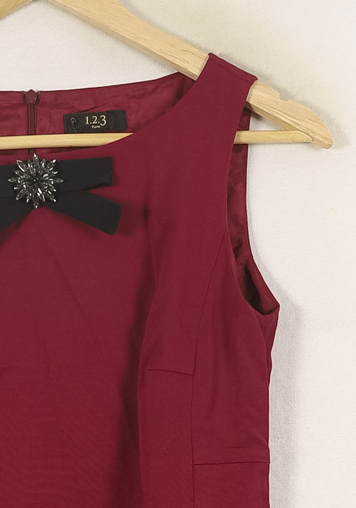 Robe Droite Rouge et Noir - Taille S/36 de la marque Maison 123 | PARAD44595 - Vendu par Paradigme - Image 3