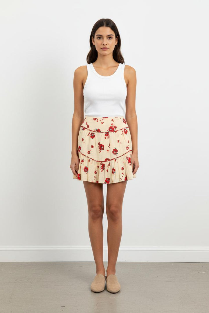 Jupe Courte Blanche et Rouge - Taille XS/34