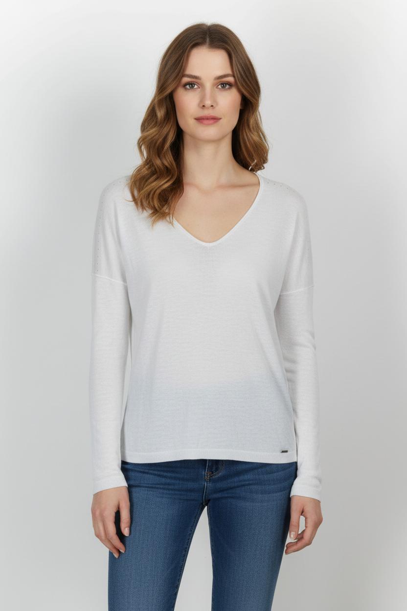 Pull Blanc - Taille M/38 de la marque IKKS | PARAD44655 - Vendu par Paradigme - Image 1