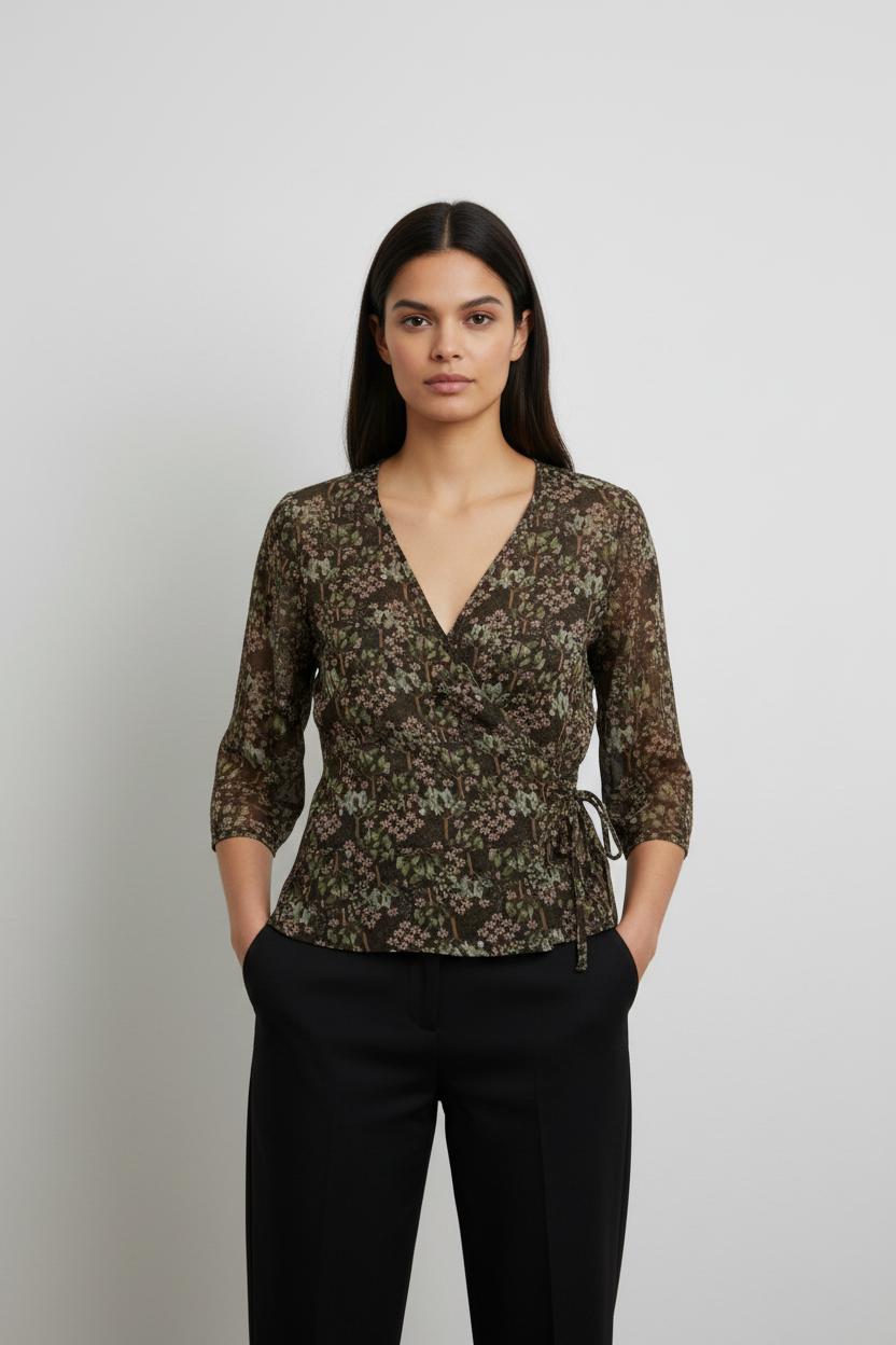 Blouse Verte et Noire - Taille M/38