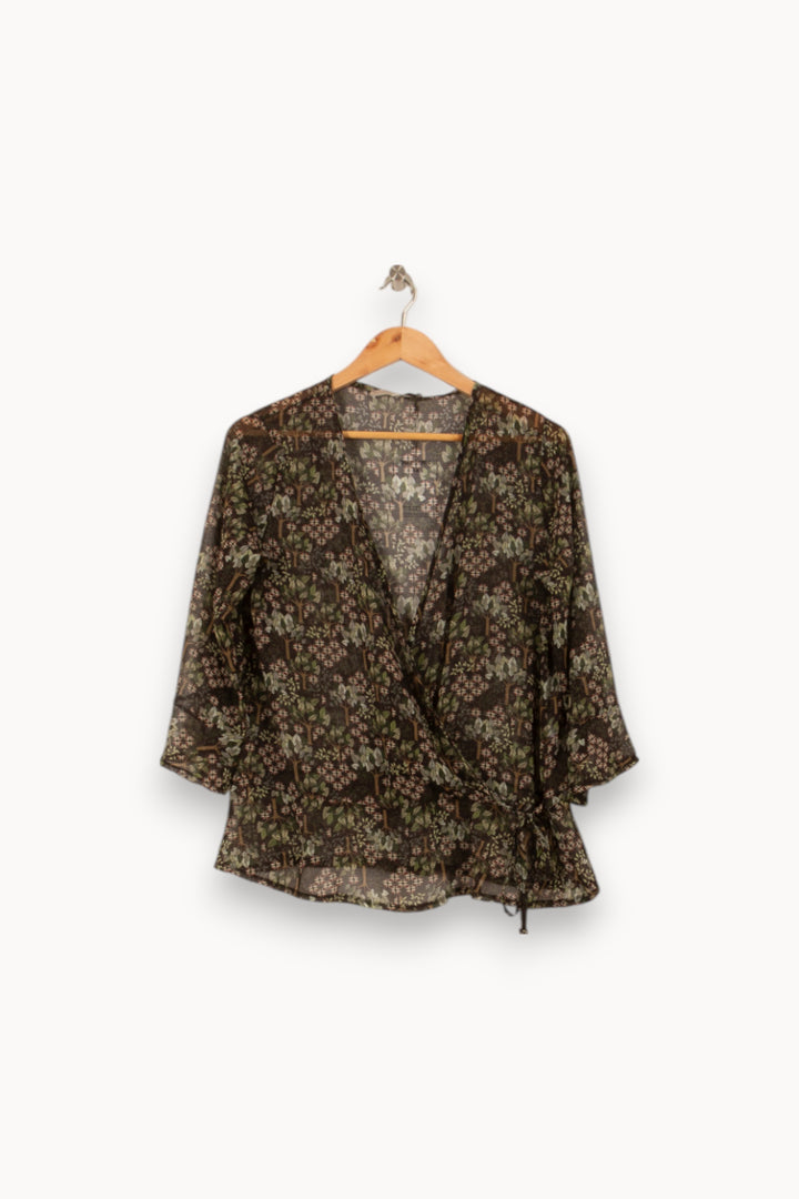 Blouse Verte et Noire - Taille M/38 de la marque La Fée Maraboutée | PARAD44679 - Vendu par Paradigme - Image 2