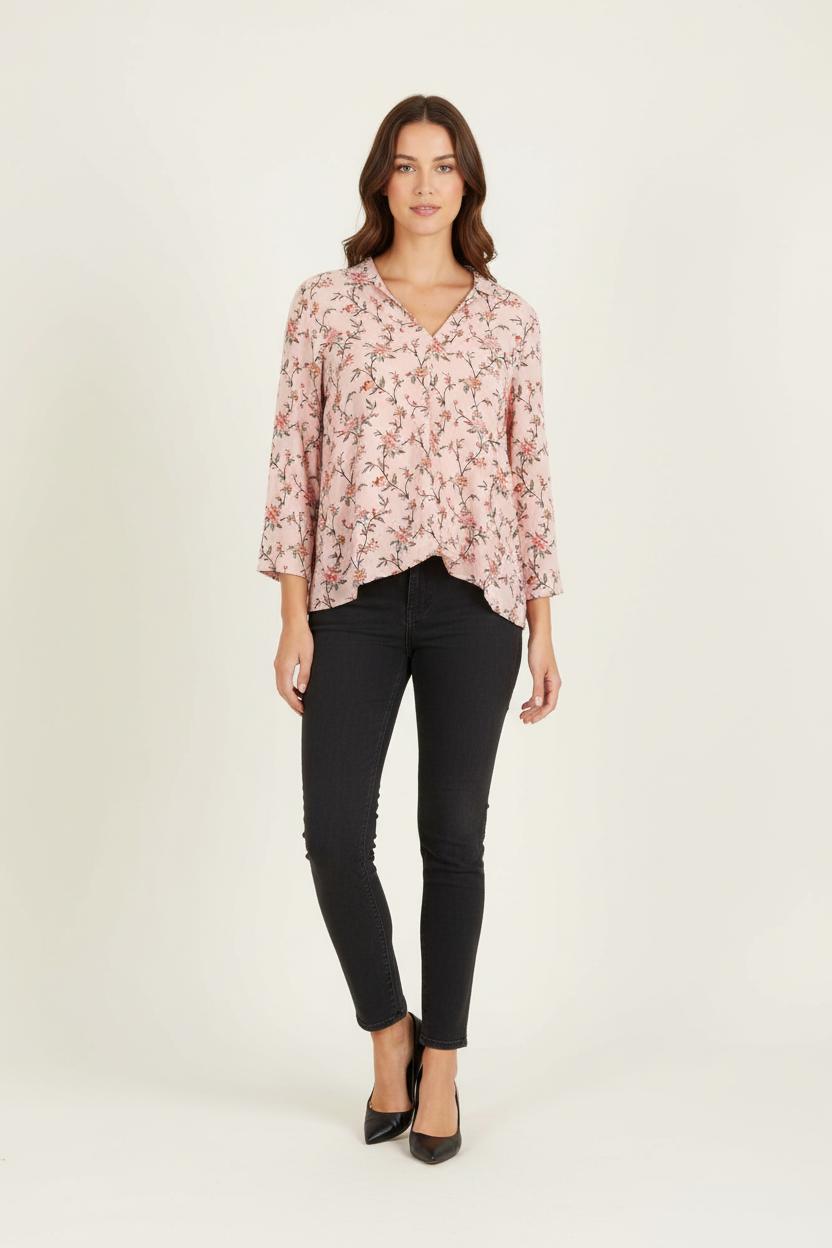Blouse Rose à Fleurs - Taille S/36