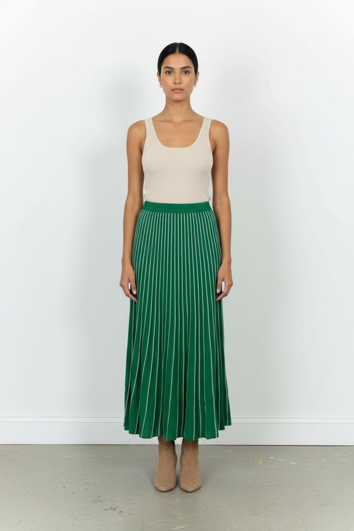 Jupe Plissée Verte et Blanche - Taille S/36 de la marque Sandro | PARAD44689 - Vendu par Paradigme - Image 1