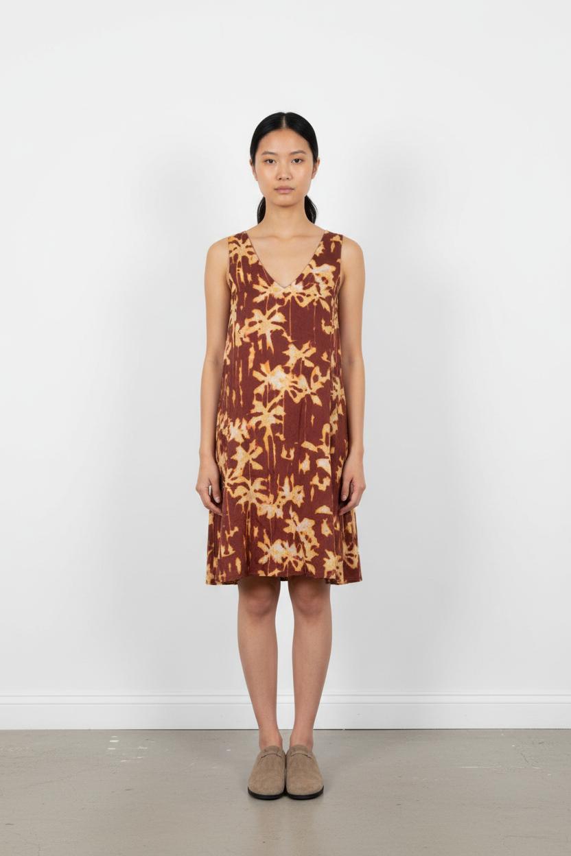 Robe Évasée Marron et Jaune - Taille S/36