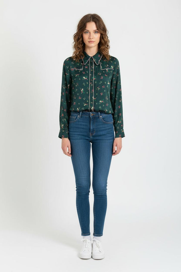 Chemise Fleurie Verte - Taille M/38 de la marque Tara Jarmon | PARAD44727 - Vendu par Paradigme - Image 1