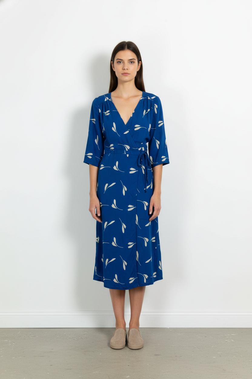 Robe Portefeuille Bleue et Blanche - Taille S/36 de la marque Petite Mendigote | PARAD44735 - Vendu par Paradigme - Image 1