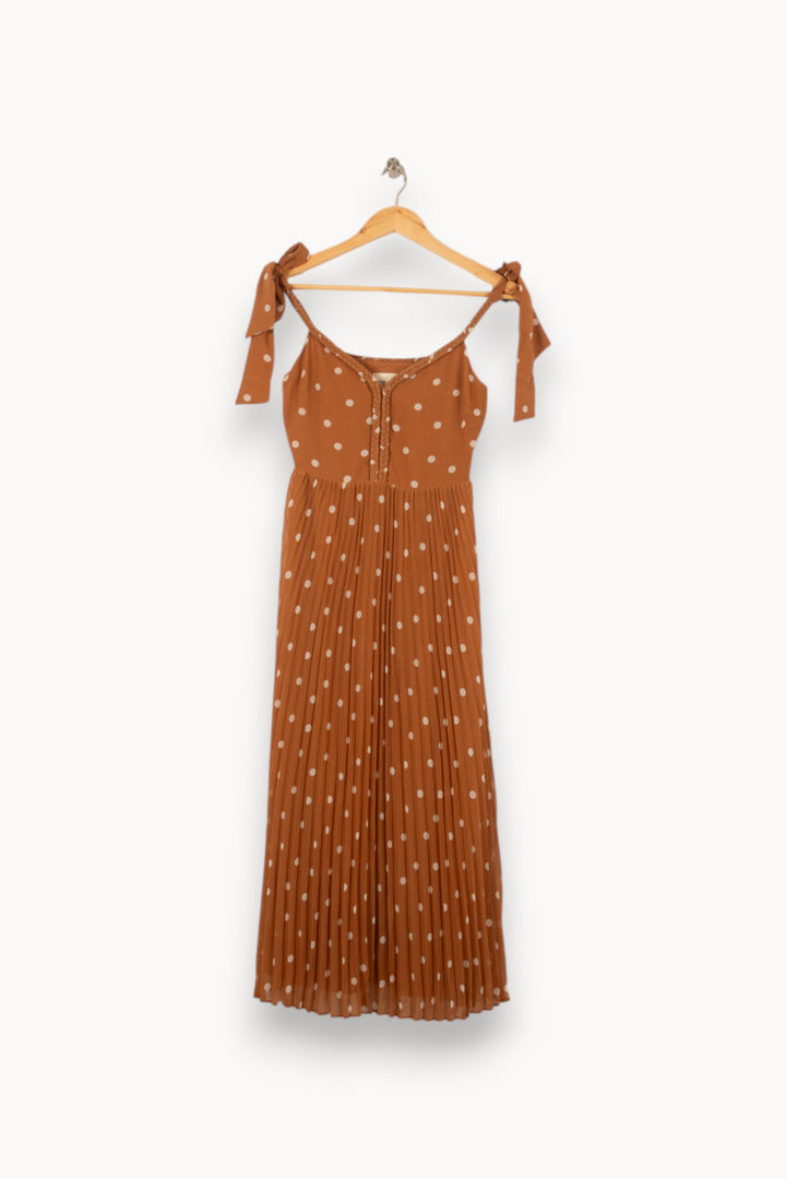 Robe Midi Marron à Pois Blancs - Taille XS/34 de la marque Sézane | PARAD44752 - Vendu par Paradigme - Image 2