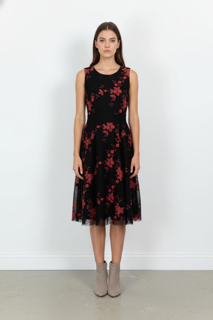Robe Midi Noire et Rouge - Taille S/36 de la marque Maje | PARAD44817 - Vendu par Paradigme - Image 1