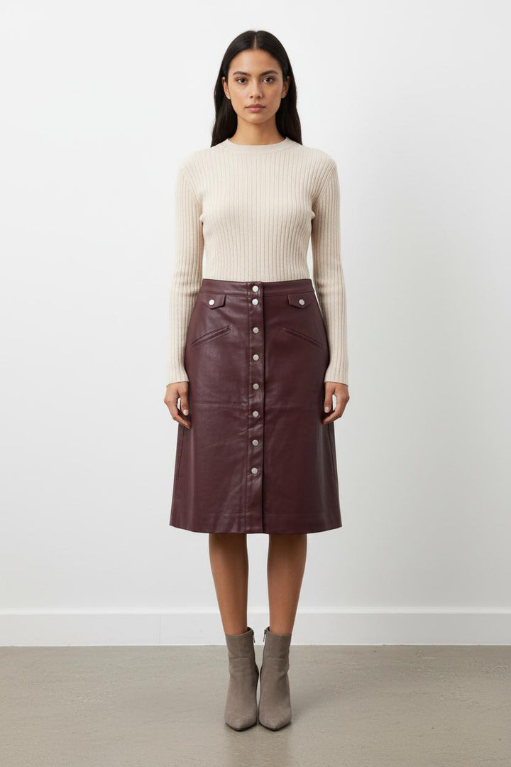 Jupe Boutonnée Bordeaux - Taille M/38