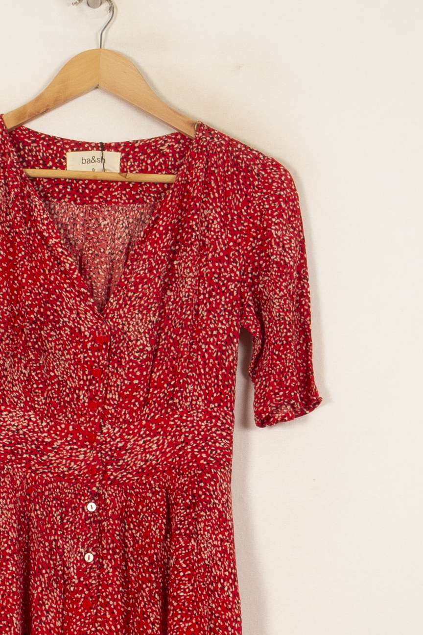 Robe Longue Rouge et Blanche - Taille XS/34 de la marque ba&sh | PARAD44842 - Vendu par Paradigme - Image 3