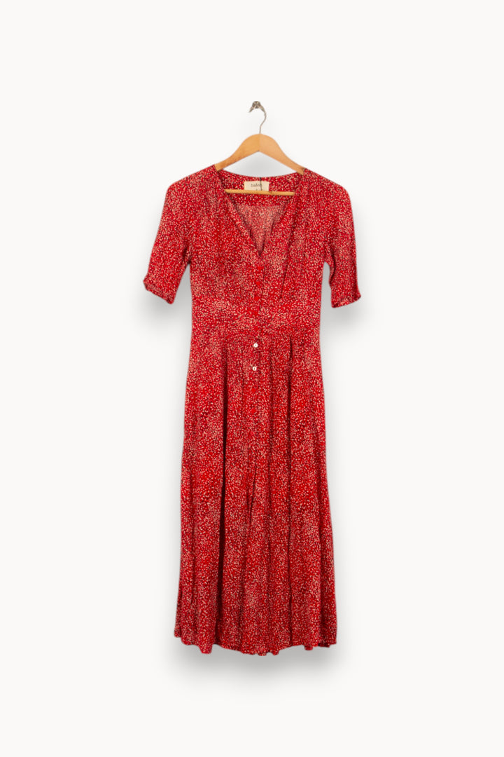 Robe Longue Rouge et Blanche - Taille XS/34 de la marque ba&sh | PARAD44842 - Vendu par Paradigme - Image 2