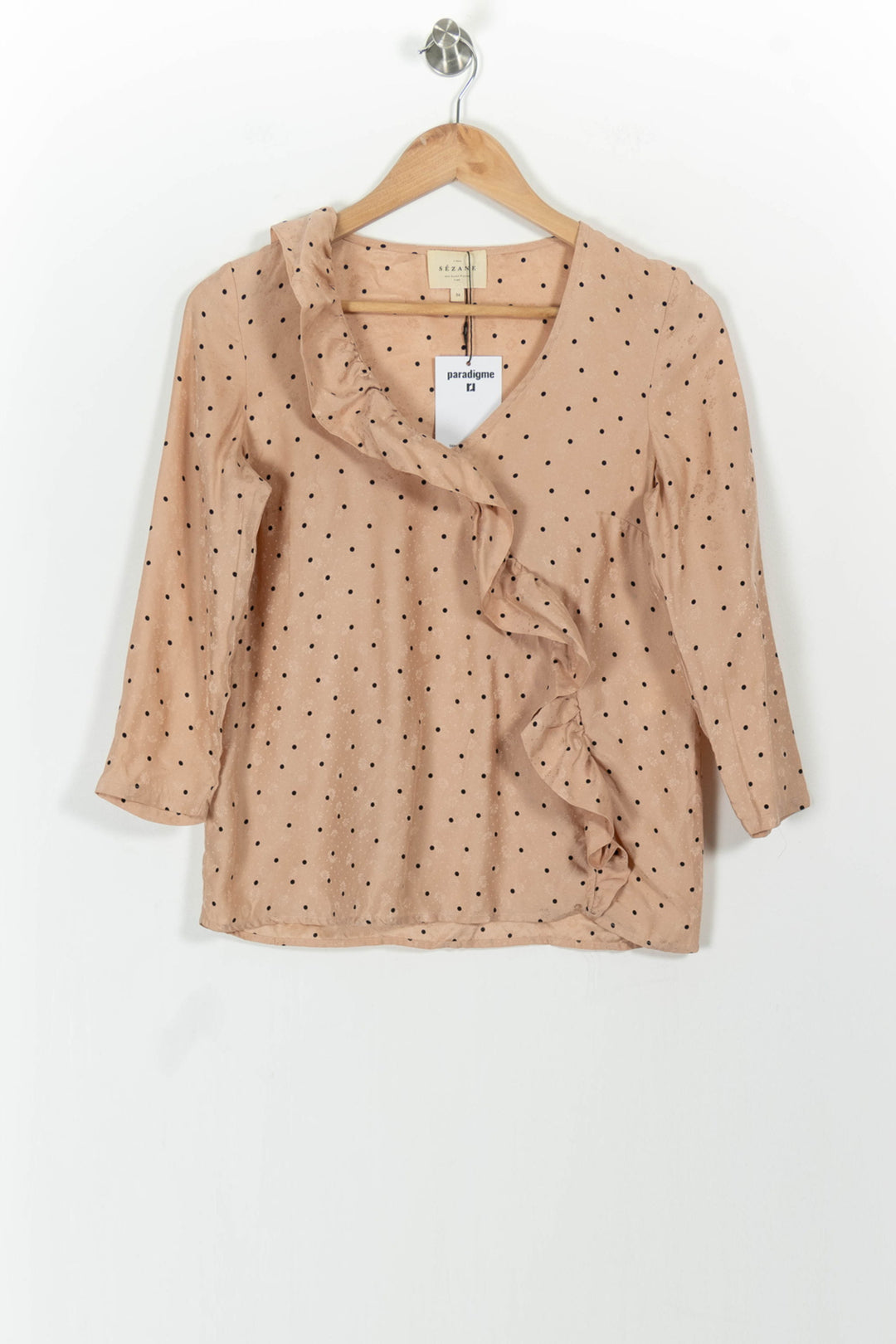 Blouse Rose à Pois Noirs - Taille XS/34 de la marque Sézane | PARAD44867 - Vendu par Paradigme - Image 2