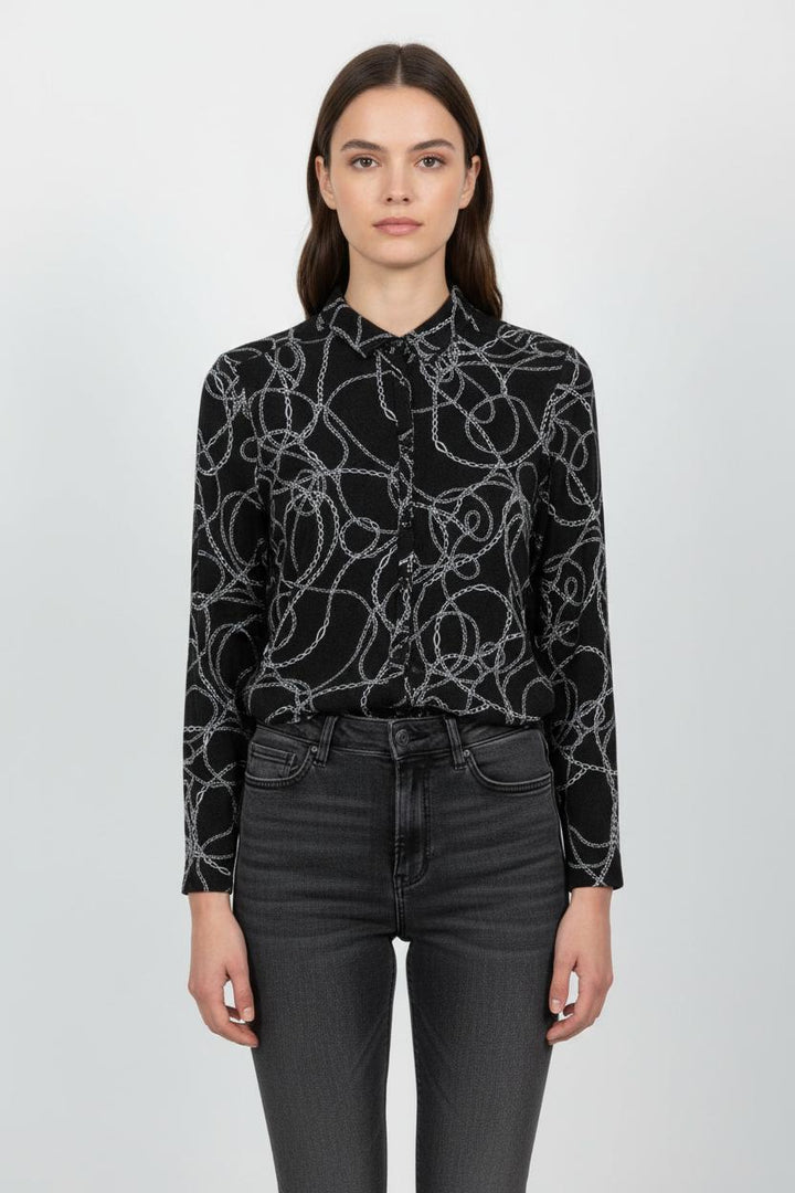 Chemise Noire et Blanche - Taille M/38 de la marque Caroll | PARAD44925 - Vendu par Paradigme - Image 1