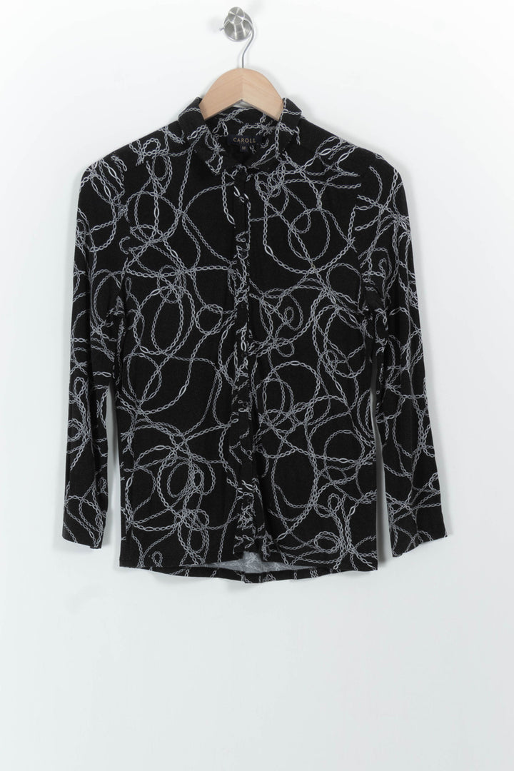 Chemise Noire et Blanche - Taille M/38 de la marque Caroll | PARAD44925 - Vendu par Paradigme - Image 2