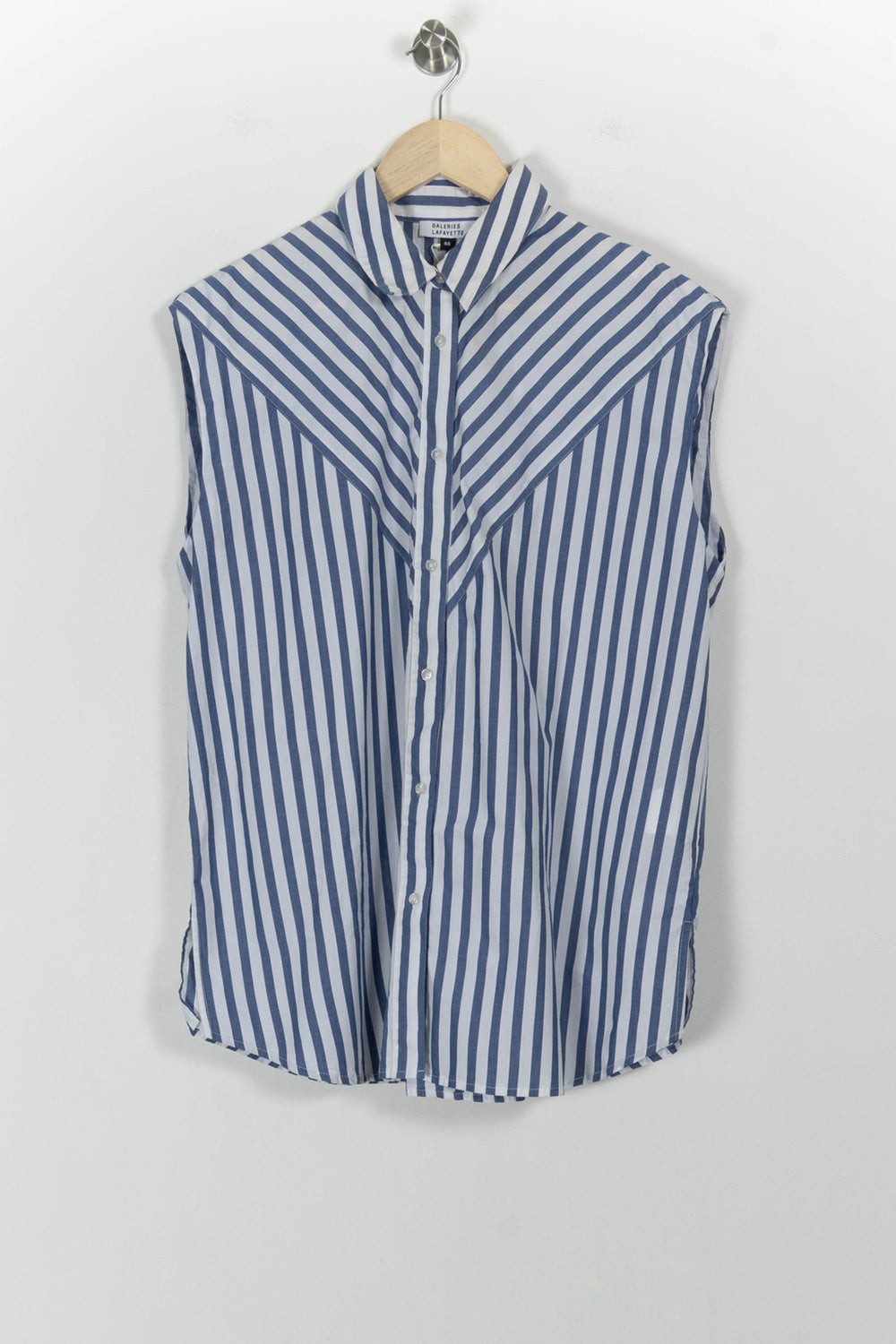 Chemise Sans Manches Bleu et Blanc - Taille L/40 de la marque Galeries Lafayette | PARAD44970 - Vendu par Paradigme - Image 2
