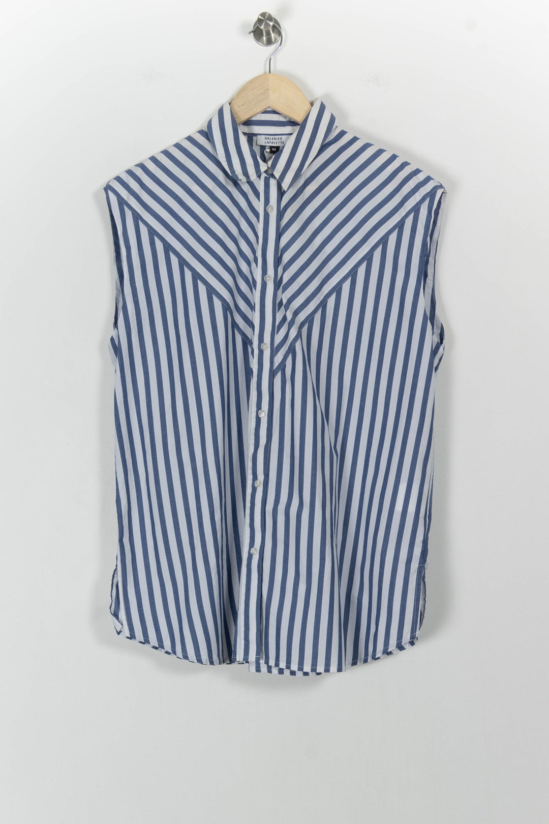 Chemise Sans Manches Bleu et Blanc - Taille L/40 de la marque Galeries Lafayette | PARAD44970 - Vendu par Paradigme - Image 2