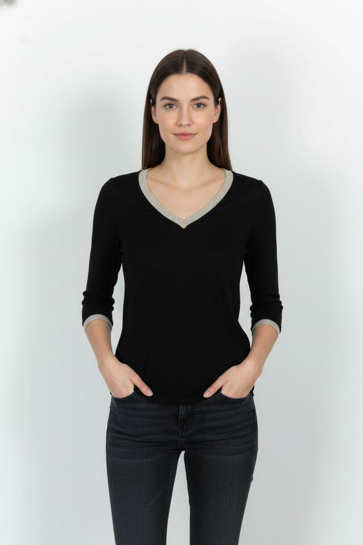 Pull Noir et Beige - Taille S/36 de la marque Sud express | PARAD44979 - Vendu par Paradigme - Image 1