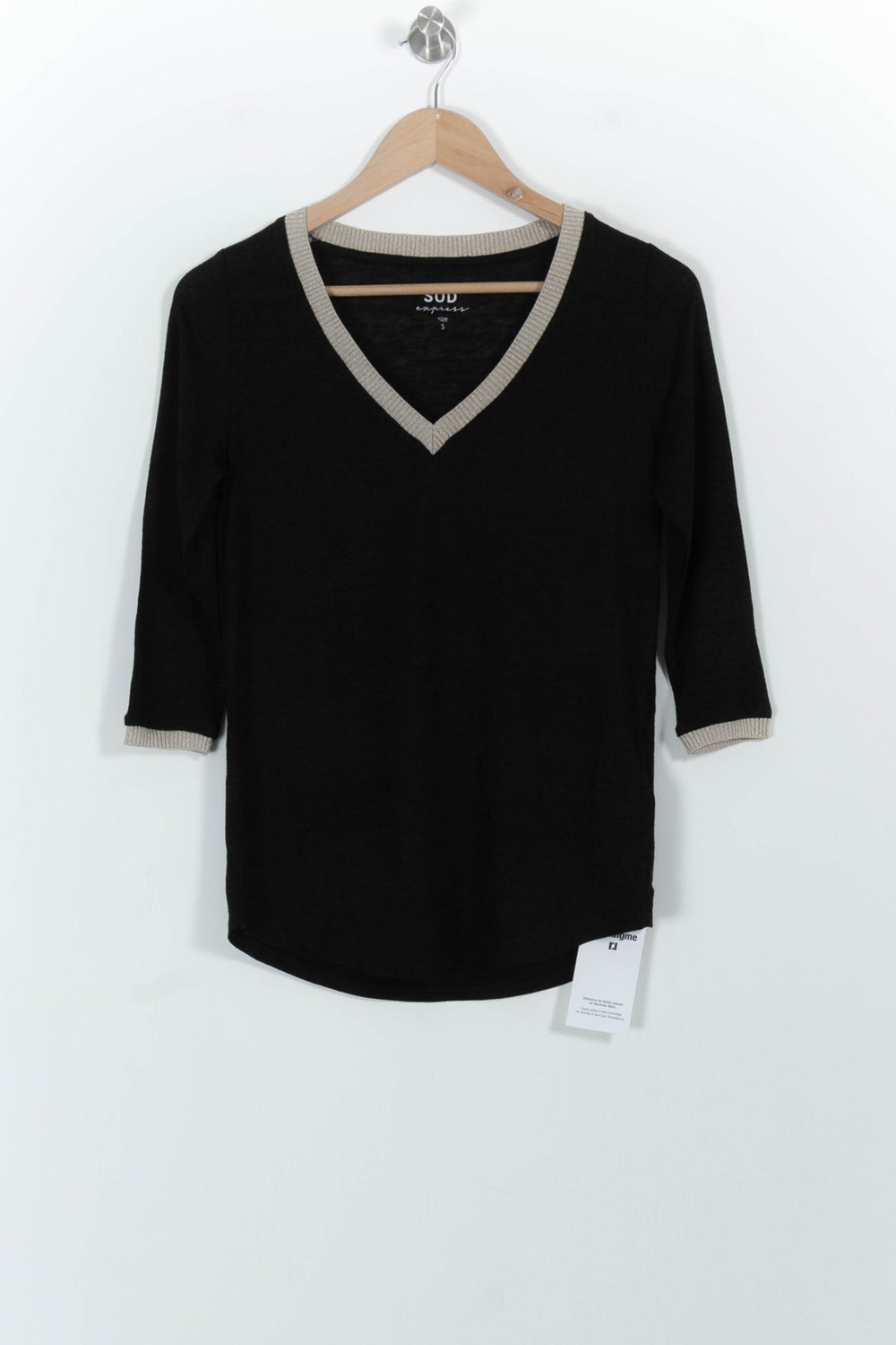 Pull Noir et Beige - Taille S/36 de la marque Sud express | PARAD44979 - Vendu par Paradigme - Image 2
