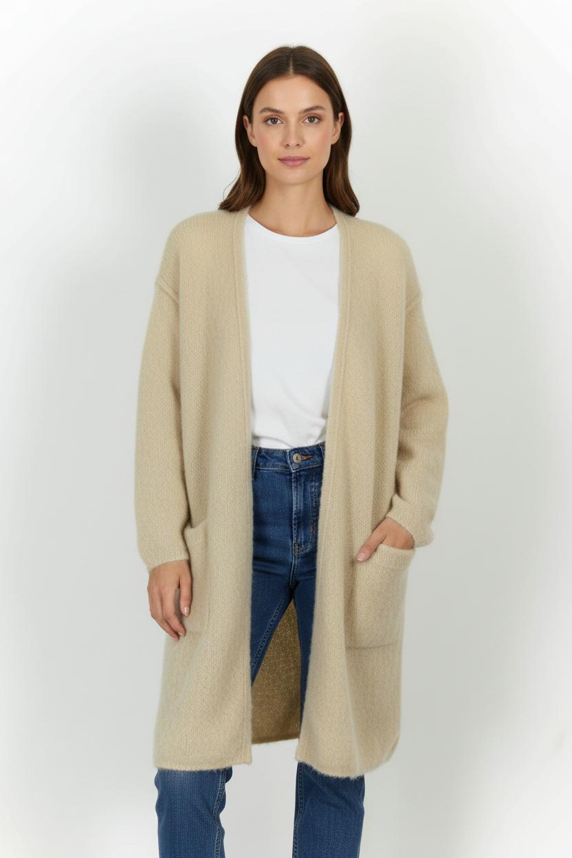 Cardigan Beige - Taille L/40 de la marque American Vintage | PARAD45002 - Vendu par Paradigme - Image 1