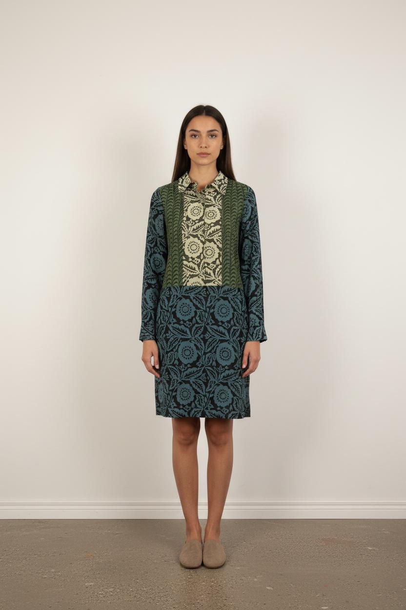 Robe Droite Verte et Bleue - Taille S/36