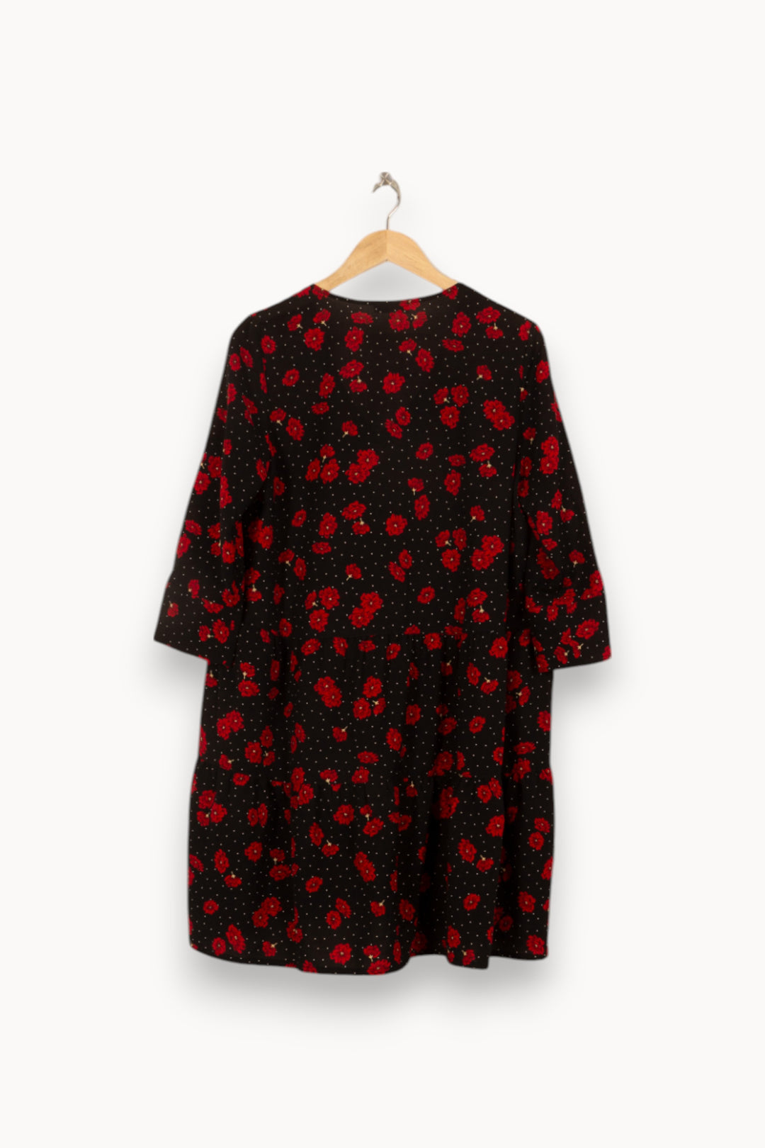 Robe Fleurie Noire et Rouge - Taille M/38 de la marque FRNCH | PARAD45033 - Vendu par Paradigme - Image 4