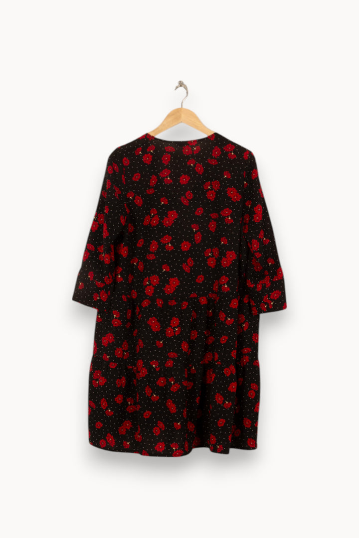 Robe Fleurie Noire et Rouge - Taille M/38 de la marque FRNCH | PARAD45033 - Vendu par Paradigme - Image 4