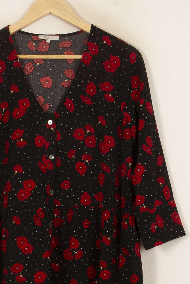Robe Fleurie Noire et Rouge - Taille M/38 de la marque FRNCH | PARAD45033 - Vendu par Paradigme - Image 3