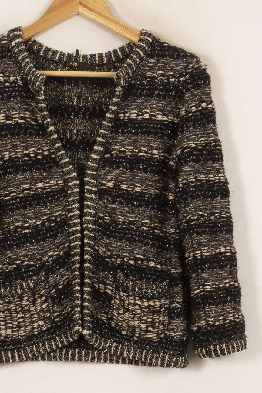 Veste en tweed Noire et Beige - Taille S/36 de la marque Maje | PARAD45061 - Vendu par Paradigme - Image 3