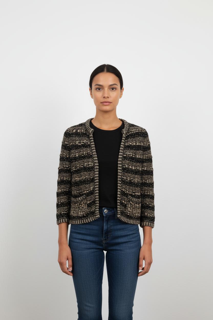 Veste en tweed Noire et Beige - Taille S/36