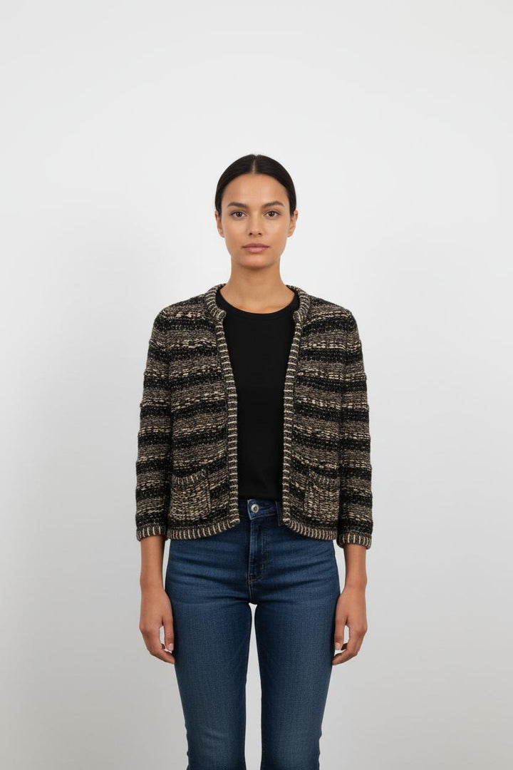 Veste en tweed Noire et Beige - Taille S/36