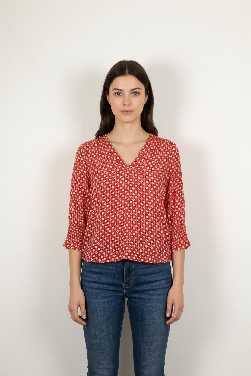 Blouse Rouge et Blanche - Taille S/36
