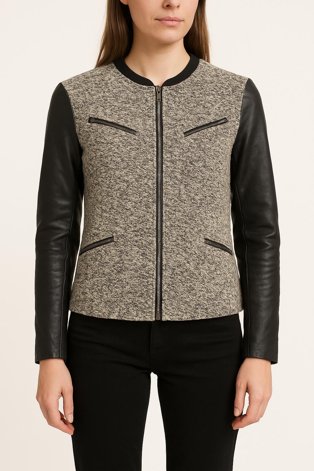 Veste en tweed Grise et Noire - Taille S/36 de la marque Maje | PARAD45067 - Vendu par Paradigme - Image 1