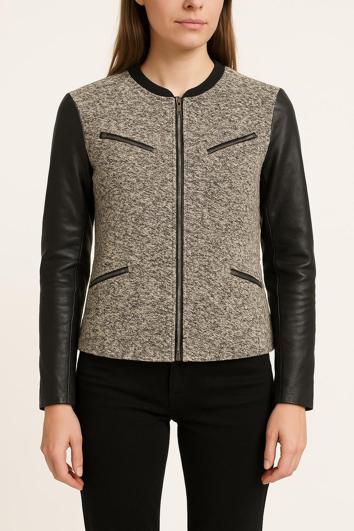 Veste en tweed Grise et Noire - Taille S/36 de la marque Maje | PARAD45067 - Vendu par Paradigme - Image 1