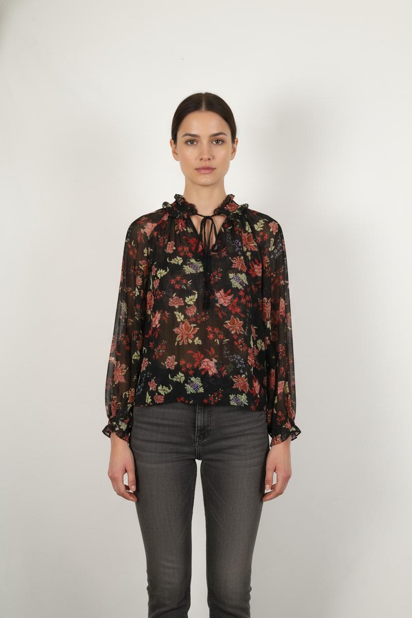 Blouse Noire et Rouge - Taille T.U.