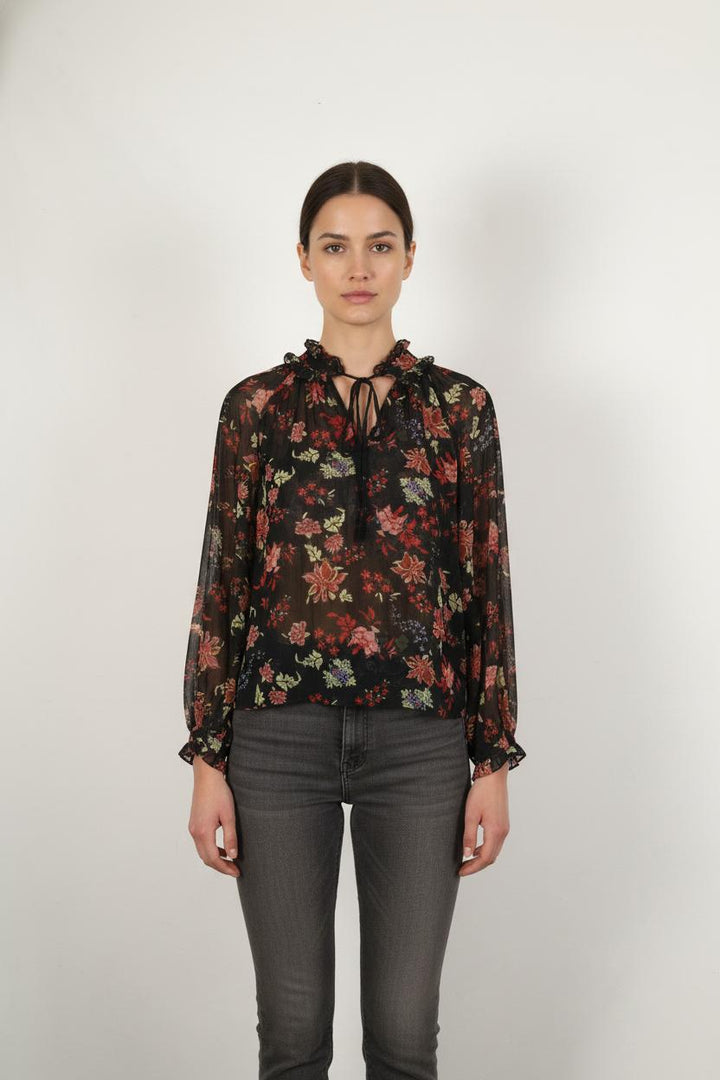 Blouse Noire et Rouge - Taille T.U.