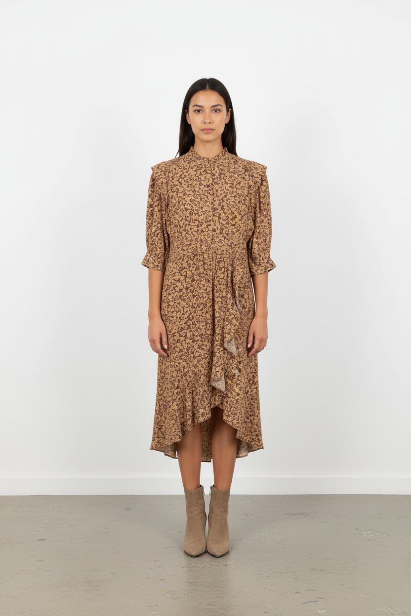 Robe Longue Beige et Marron - Taille M/38