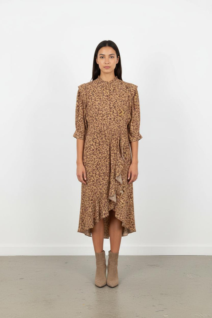 Robe Longue Beige et Marron - Taille M/38