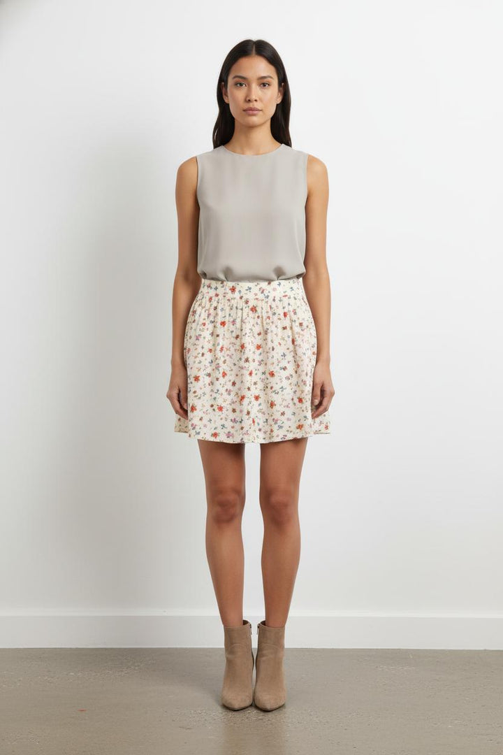 Jupe Courte Blanche et Fleurie - Taille S/36