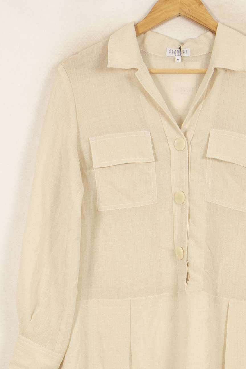 Robe Chemise Beige - Taille L/40 de la marque Claudie Pierlot | PARAD45106 - Vendu par Paradigme - Image 3
