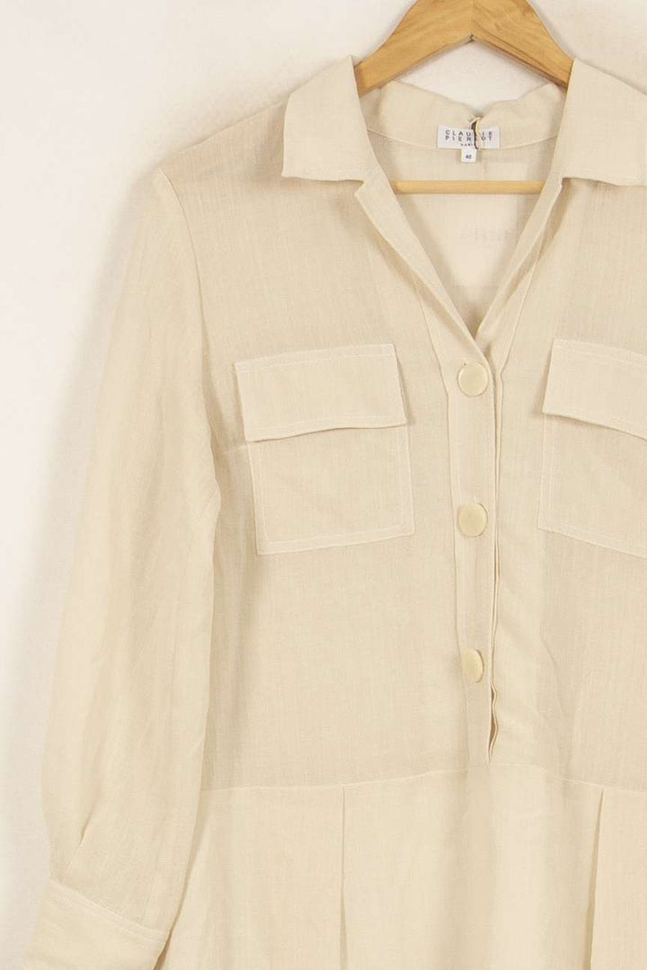 Robe Chemise Beige - Taille L/40 de la marque Claudie Pierlot | PARAD45106 - Vendu par Paradigme - Image 3