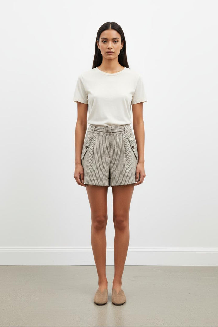 Short Rayé Beige et Noir - Taille S/36