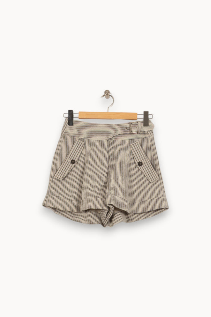 Short Rayé Beige et Noir - Taille S/36 de la marque Vanessa Bruno | PARAD45107 - Vendu par Paradigme - Image 2
