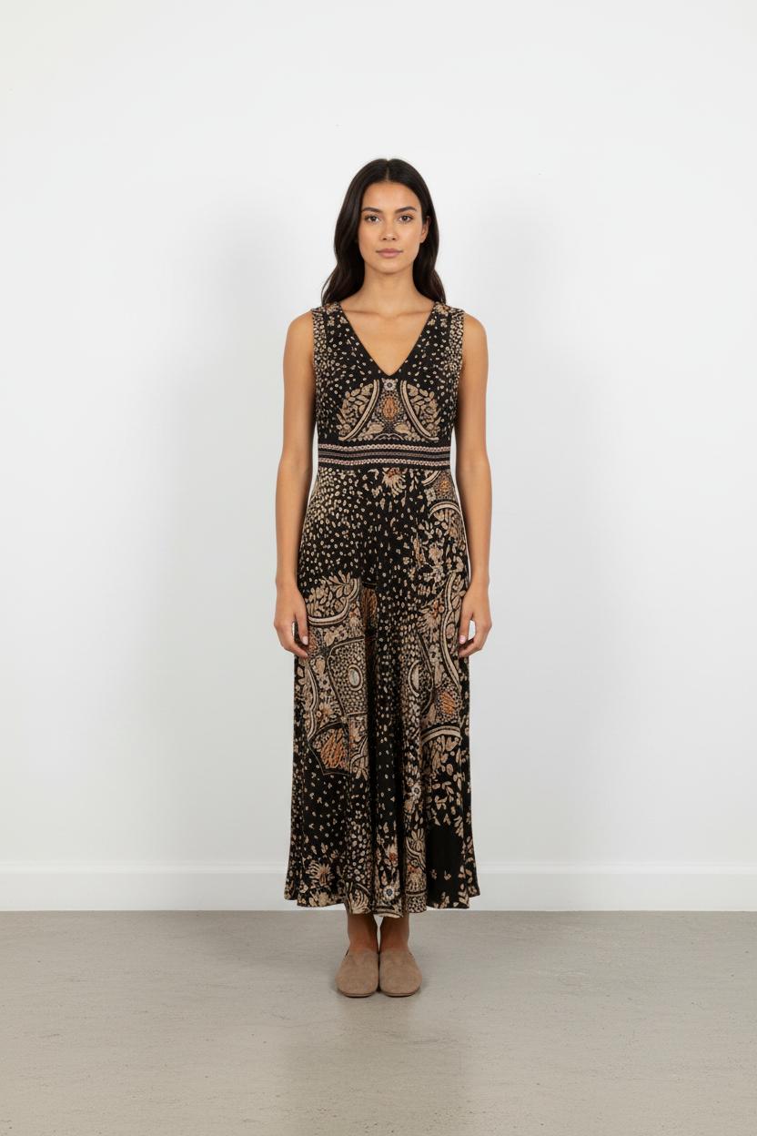 Robe Longue Noire et Beige - Taille XL/42