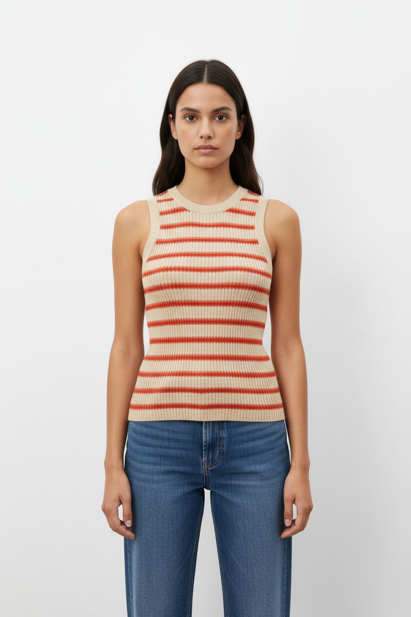 Débardeur Beige et Rouge - Taille M/38