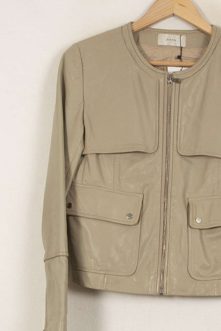 Veste En Cuir Grise - Taille M/38 de la marque ZAPA | PARAD45139 - Vendu par Paradigme - Image 3