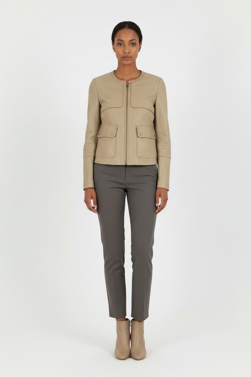 Veste En Cuir Grise - Taille M/38