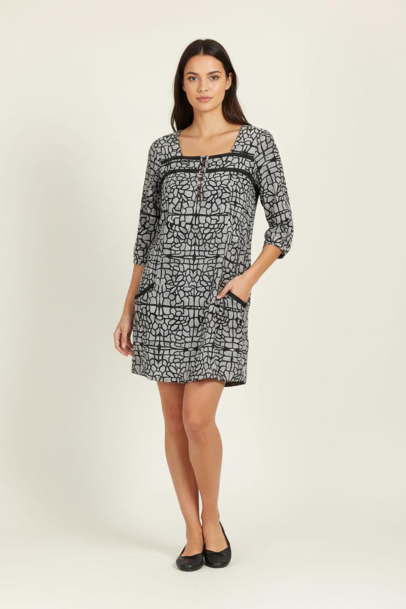 Robe grise à motifs - Taille S/36 de la marque Sud express | PARAD45185 - Vendu par Paradigme - Image 1